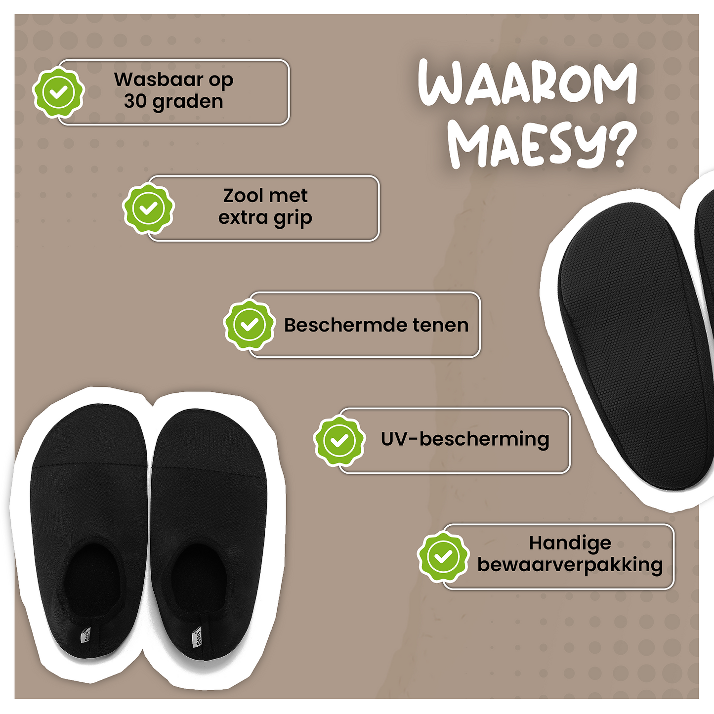 Measy Antislipschoen Zwart